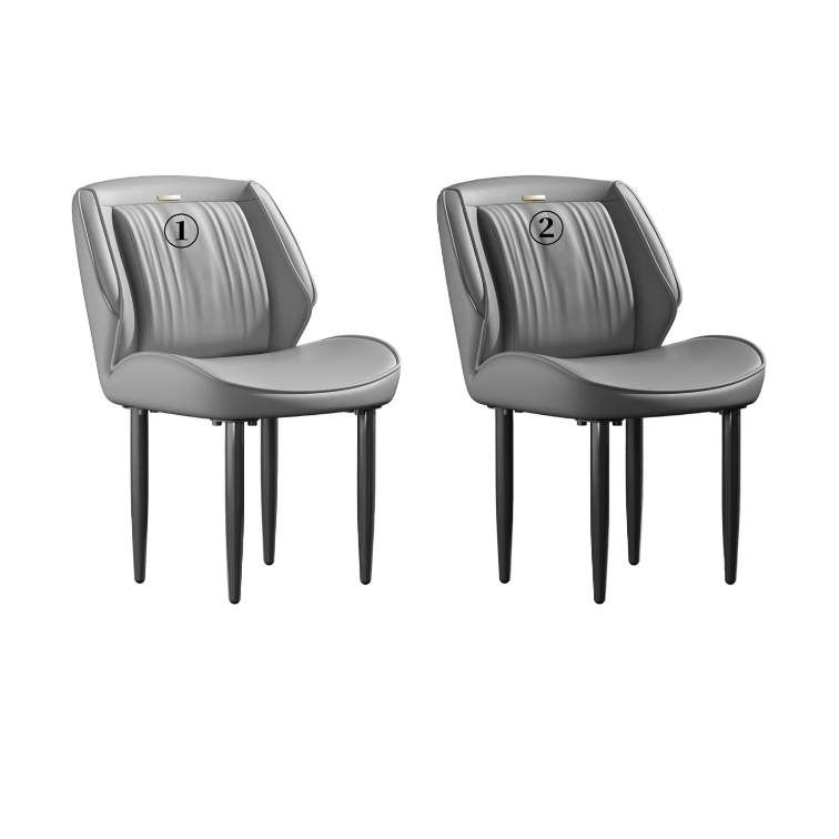 Eetkamerstoel – Stoel – Dinersstoel – Zithoekstoel – Kuipstoel – Set Van 2 Donkergrijs – Synthetisch Leer – Stevig Eucalyptus Houten Frame - QUORE