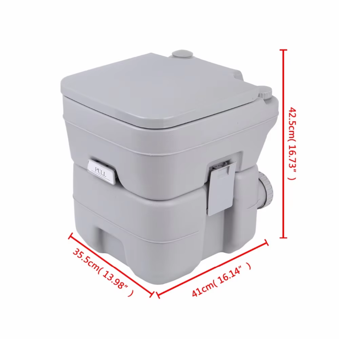 Draagbaar Campingtoilet – Chemisch Toilet 20L – Met Dubbel Spoelsysteem – Voor Caravan, Camper of Tent – Tot 130 kg Draagvermogen – Te Gebruiken met of zonder Chemicaliën