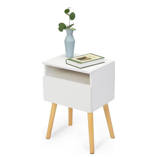 Rustiek Houten Nachtkastje – Vintage Design Bedside Table voor Slaapkamer & Woonkamer – Decoratief en Functioneel Meubel – Eenvoudige Montage