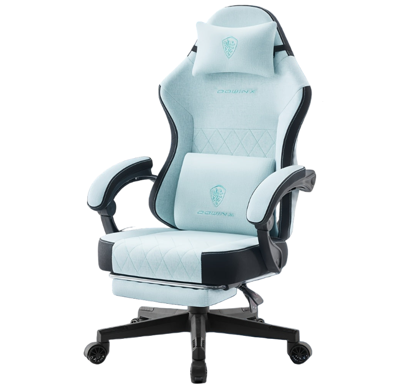 Bureaustoel – Kantoorstoel – Gamestoel – Draaistoel – Bureau Stoel – Ergonomisch Design – Verstelbare Hoogte & 360° Draaibaar – Mintgroen – Stabiel Legeringsstaal Frame – Comfortabele Sponsbekleding