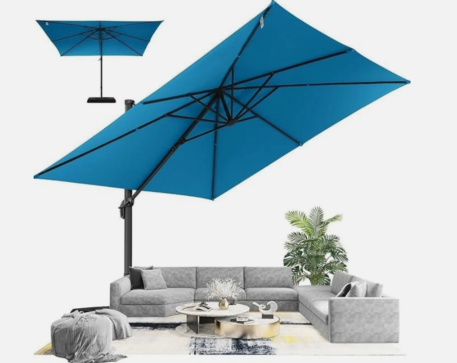 Parasol – Cantilever Parasol – Balkonparasol – Tuinparasol – Zweefparasol – Lichtblauw – 3x3 Meter Groot – Verstelbare Hoogte 5-standen – Duurzaam Aluminium Frame – Waterafstotend Polyester