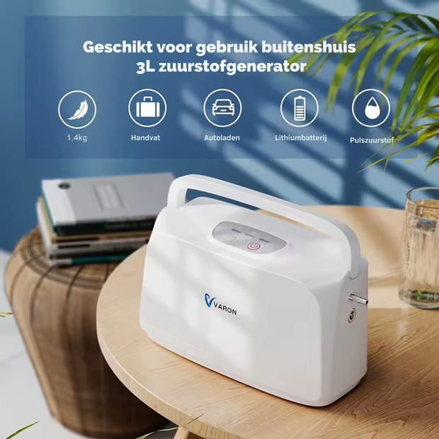 Zuurstofconcentrator - Oxygen Concentrator - Luchtreiniger - Pollen - Zuurstof - Zuurstof Generator - Zuurstofpomp - Draagbaar - 3L/min - Wit