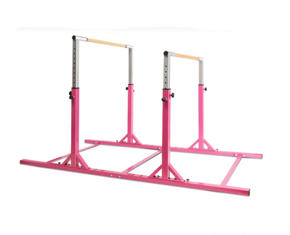 Gymnastiek Parallel Bars – Dubbele Stang – Trainingsrek – Turnrek – Kinder Gymnastiekrek – Verstelbare Breedte & 11 Hoogtes – 220 LBS Draagvermogen – Roze