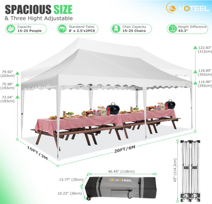 Pop-up Partytent – Vouwtent – Evenemententent – Tuin Tent – Tunneltent – 3x6 Meter – Waterafstotende Zilveren Coating – Inclusief 6 Zijwanden en Wieltas