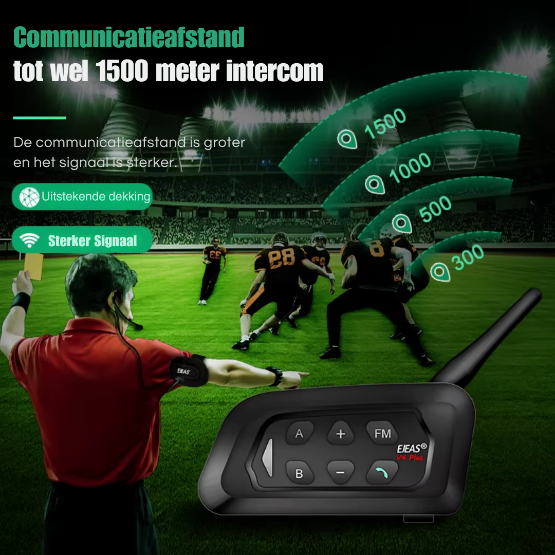 V4C Plus en V6C Pro -  Scheidsrechter Intercom - Bluetooth 5.0 - Headsets - Handsfree - Communicator - intercom - 1x V4C Plus en 2x V6C Pro