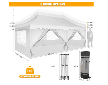 Partytent – Paviljoen – Tuintent – Easy-up Tent – Feesttent – 3x6m – Waterdicht 420D Oxford Stof – UPF50+ UV-Bescherming