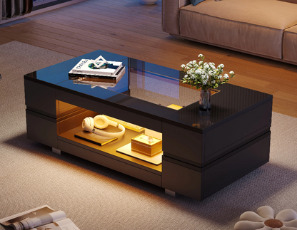 Salontafel – Sofa Tafel – Woonkamertafel – Bijzettafel – Lounge Tafel – Zwart – Hout – Compact Design
