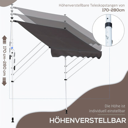 Zonneschermclips – Luifelclips – Schaduwdoekklemmen – Balkonclips – Terrasclips – Verstelbaar – Aluminium Grijs – Geschikt voor 200x150 cm Luifels