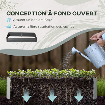Metalen Bloembak Tuinbak Plantbak Plantenbak Kruidenbak – Antraciet Grijs – Grote Capaciteit 180x90x29,5 cm – Roestbestendig Met Klimrek