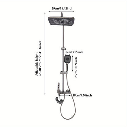 TOOL1SHOOO Modern Wall-Mounted Shower System with 4--1 Spray Functions, Adjustable Temperature Control, & PVD Coated Brass - High-Pressure Rain, Handheld with Pulse/Rain/Mix Modes, Water-Saving Design for Contemporary Bathroo