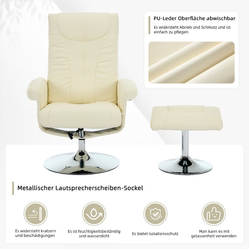 Recliner Chair with Massage & Heat - 360° Swivel Power Lift, Beige PU Leather, No Electricity Needed, Adjustable Height, Ergonomic Design for Living Room, Home Office, Bedroom - Comfortable Relaxation Chair, Recliner Chair f