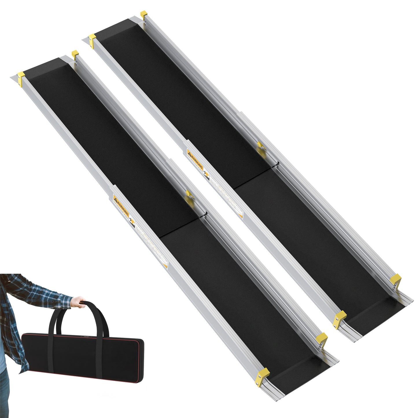 Wheelchair Ramp Telescopic Ramps Telescopic Rail Door Threshold Aluminum Threshold Ramp Wheelchair Ramp Door Threshold Ramp Load Capacity 300 Kg, Silver