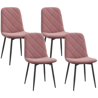 Eetkamerstoel – Keukenstoel – Stoel – Kuipstoel – Set Van 4 – Roze Velvet Bekleding – Gepoedercoat Stalen Frame – Comfortabele Rugleuning 47 cm Zithoogte