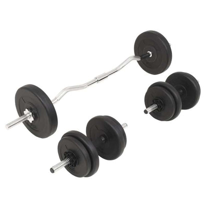 Halterset – Dumbbells – Halterstang – Fitness Gewichten – Krachttraining Set – Verstelbaar Tot 30 Kg – Duurzame Cement Schijven