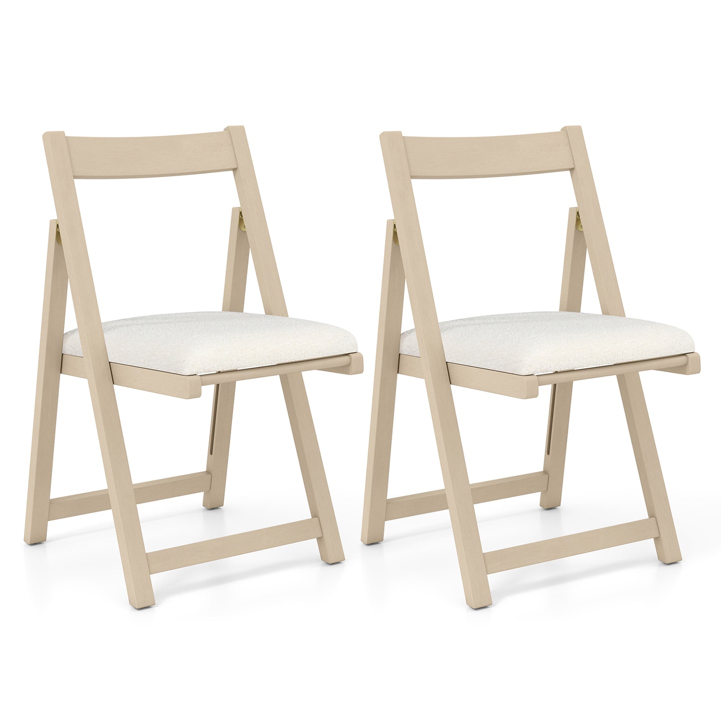 Klapstoelen – Inklapbare Stoelen – Opklapbare Stoelen – Eetkamerstoelen – Opbergbare Stoelen – Set Van 2 – Massief Rubberhout Frame – Zachte Faux Sherpa Bekleding