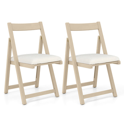 Klapstoelen – Inklapbare Stoelen – Opklapbare Stoelen – Eetkamerstoelen – Opbergbare Stoelen – Set Van 2 – Massief Rubberhout Frame – Zachte Faux Sherpa Bekleding