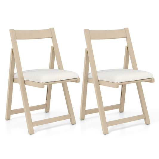 Klapstoelen – Inklapbare Stoelen – Opklapbare Stoelen – Eetkamerstoelen – Opbergbare Stoelen – Set Van 2 – Massief Rubberhout Frame – Zachte Faux Sherpa Bekleding