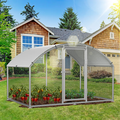 Chicken Coop Free-Range Enclosure, 3X2X2M/3X4X2M/3X6X2M/3X8X2M Galvanized Steel, Chicken House Dome Roof with Lock And Pe-Colored Tarpaulin, Easy to Clean, for Chicken Cage Bird Cage.