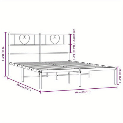 Bedframe – Metalen Bed – Tweepersoonsbed – Slaapbank – Bedombouw – 160x200 cm – Inclusief 2 Matrassen & 2 Hoofdborden – Zwart Metaal Met Gouden Accenten – Voorgemonteerd & Ruimtebesparend