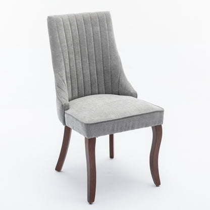Eetkamerstoelen – Stoelen – Kuipstoelen – Eetkamerstoelen Set – Keukenstoelen – Grijze Bekleding – Massief Houten Poten – Comfortabele Gewatteerde Zitting