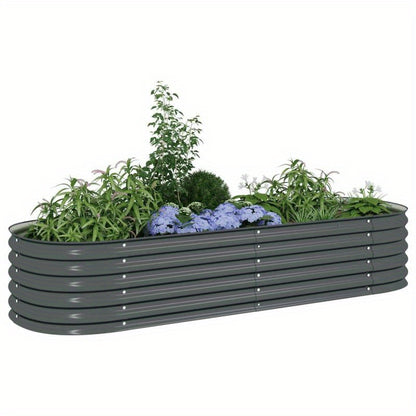 Raised Planter Box 240X80X44 Cm Made of Galvanized Gray Steel