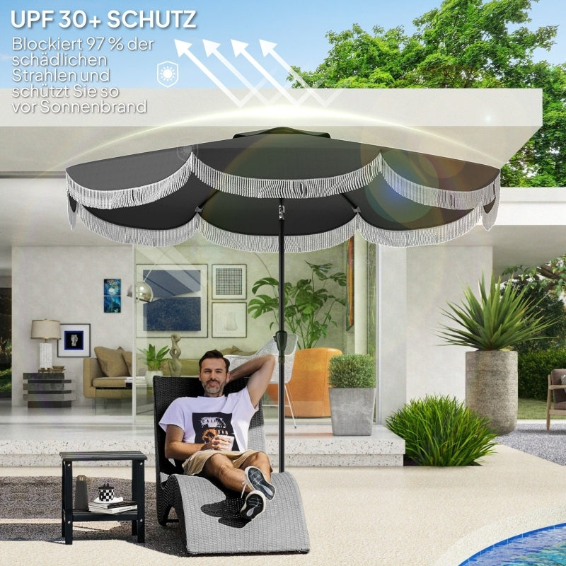Tuinparasol – Zonnescherm – Buitenparasol – Schaduwdoek – Balkonparasol – Donkergrijs – 2,69 Meter Diameter – UV Bescherming 30+