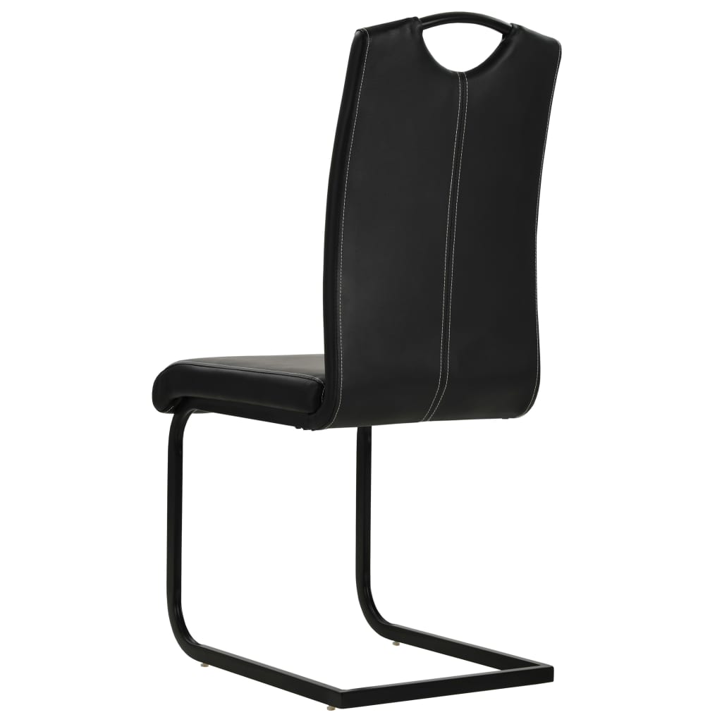 Eetkamerstoelen – Stoel – Dinersstoel – Keukenstoel – Zwarte Stoelen Set van 2 – Kunstleer Met Schuimvulling – Stalen Frame