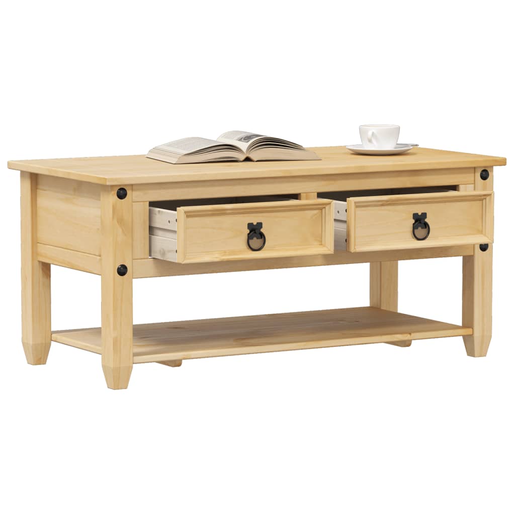 Salontafel – Woonkamertafel – Koffietafel – Bijzettafel – Houten Tafel – Massief Grenenhout – 2 Lades Met Opbergruimte – Robuust En Stoer Design