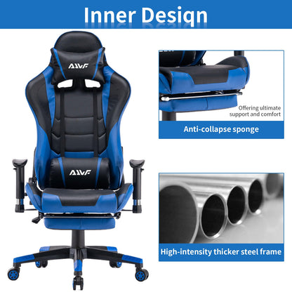 Gamingstoel – Gamestoel – Gaming Chair – Game Stoel – Bureaustoel – Volledig Verstelbare Rugleuning – Uitschuifbare Voetsteun – Rood Kunstleer – Ergonomisch
