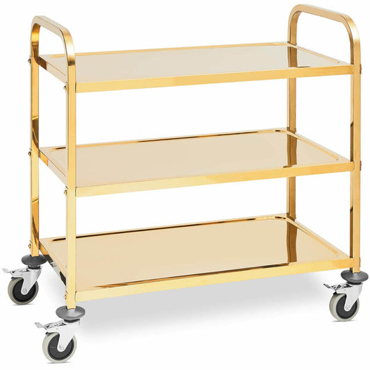 Catering Waiter'S Cart with 3 Shelves, 89.5 X 49.5 Cm, Up to 240 Kg - Golden