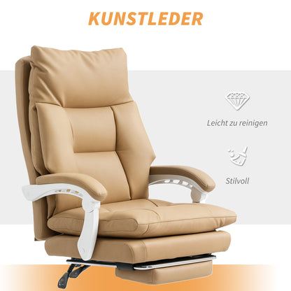 Bureaustoel – Ergonomische Stoel – Office Chair – Kantoorstoel – Computerstoel – Met Lendensteun – Opklapbare Armleuningen – Inclusief Voetensteun – Lichtbruin