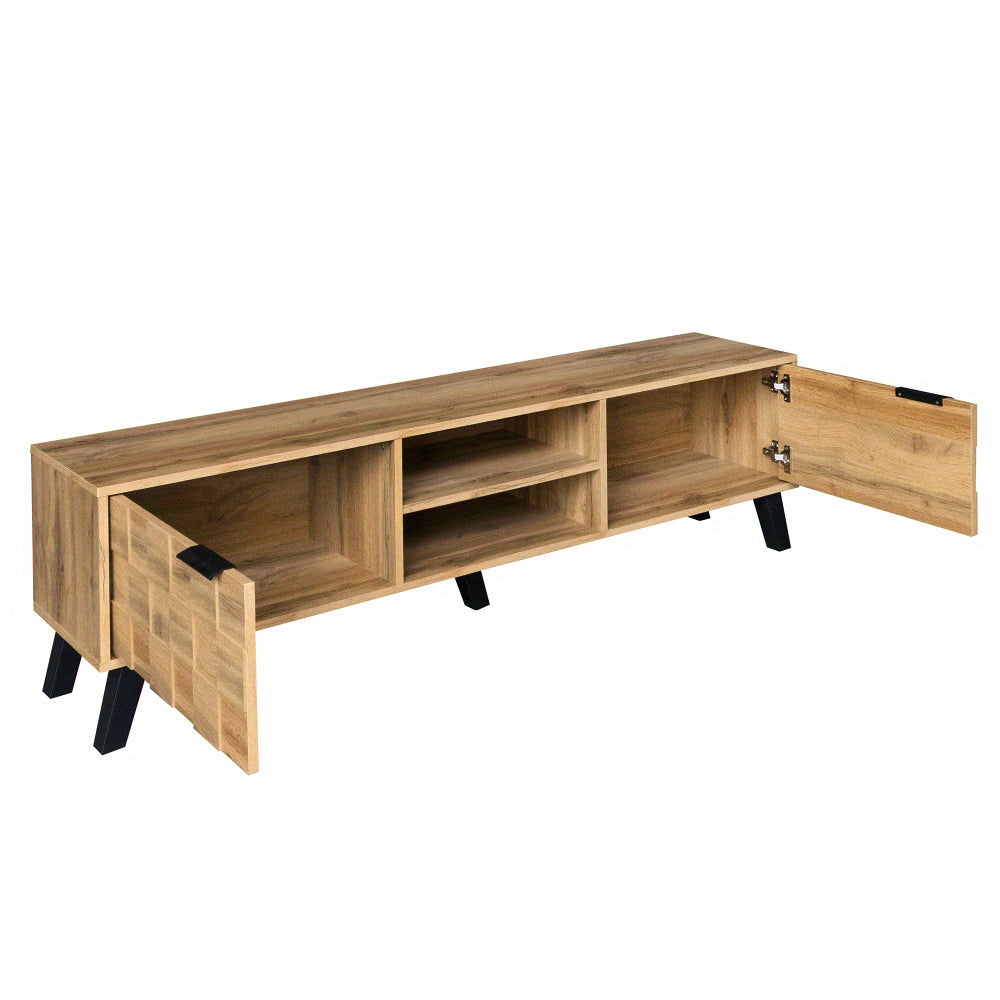tv meubel – tv kast – tv dressoir – media meubel – televisie meubel – 160,5x35,5x45 cm – strak modern design – twee deuren en open vakken