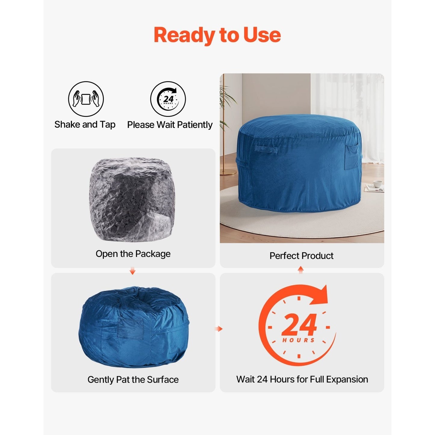 Zitzak – Zitzakstoel – Poef – Sessel – Comfortstoel – Blauw – Memory Foam Vulling – Afneembare Wasbare Hoes