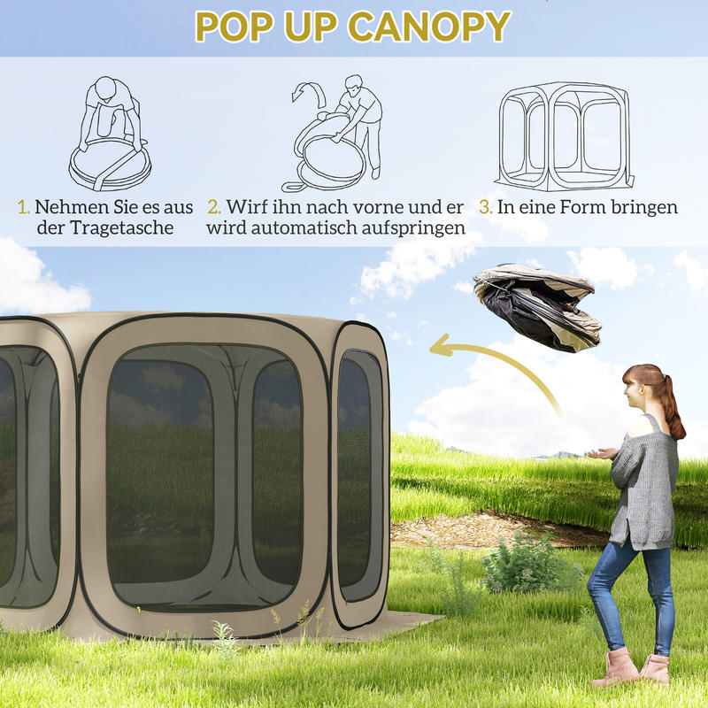 Pop-up Tent – Kampeertent – Strandtent – Familietent – Koepeltent – Waterdicht PVC – UPF 50+ Zonbescherming – Ruim Ovaal – Stevig Stalen Frame