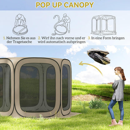 Pop-up Tent – Kampeertent – Strandtent – Familietent – Koepeltent – Waterdicht PVC – UPF 50+ Zonbescherming – Ruim Ovaal – Stevig Stalen Frame