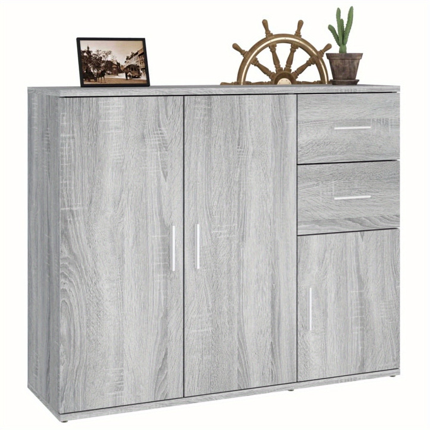 Sideboard Grey Sonoma 91x29.5x75 cm Engineered Wood Side Cabinet Organizer Storage Cabinet Storage Box for Bedroom, Living Room, Bathroom, Home Furniture
