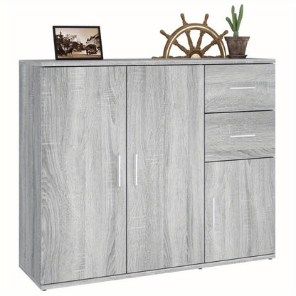 Sideboard Grey Sonoma 91x29.5x75 cm Engineered Wood Side Cabinet Organizer Storage Cabinet Storage Box for Bedroom, Living Room, Bathroom, Home Furniture
