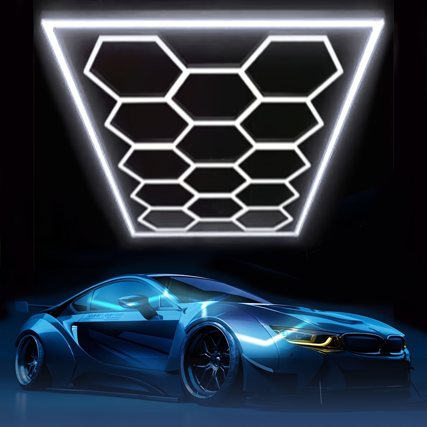 plafondlamp garage – garageverlichting – werkplaatslamp – hexagon lamp – led plafondlamp – 14-delige hexagonale honeycomb lamp – 680W 72420 lumen – koel wit 6500K energiezuinig