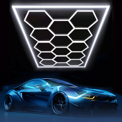 plafondlamp garage – garageverlichting – werkplaatslamp – hexagon lamp – led plafondlamp – 14-delige hexagonale honeycomb lamp – 680W 72420 lumen – koel wit 6500K energiezuinig