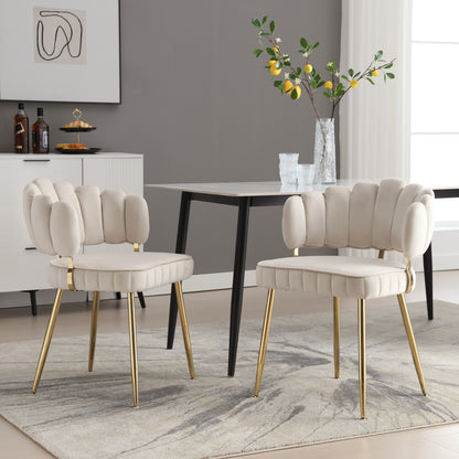 Eetkamerstoelen – Stoelen – Fauteuils – Kuipstoelen – Zithoeken – Fluwelen Bekleding – Met Bloemmotief Rugleuning – Comfortabele Armleuningen – Metalen Poten – Set van 2
