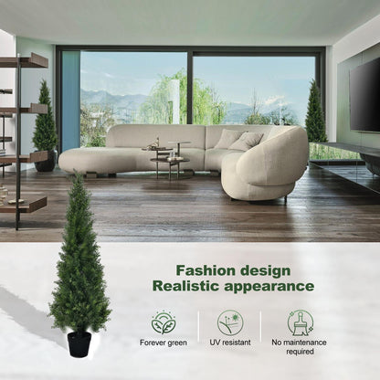 Kunstcipres – Kunstbomen – Nepplant – Kunstgroen – Kunststruik – Set Van 2 – 91 cm Hoog – UV-bestendig & Weerbestendig