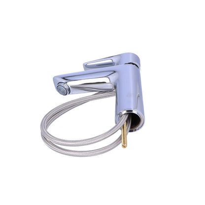 Wastafelkraan – Wastafel Mengkraan – Badkamerkraan – Eénhendel Kraan – Push-Open Afvoer – Glanzend Chroom – Compact Design 110 mm