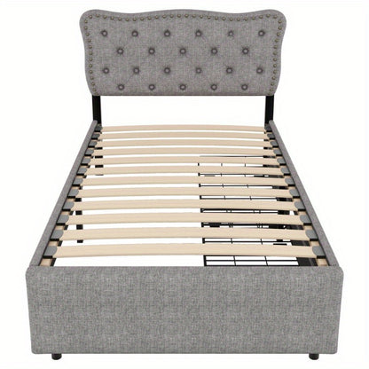 Bedframe – Bed – Eenpersoonsbed – Slaapbank – Bedbank – Moderne Stoffering – 90x200 cm – Met Opbergladen