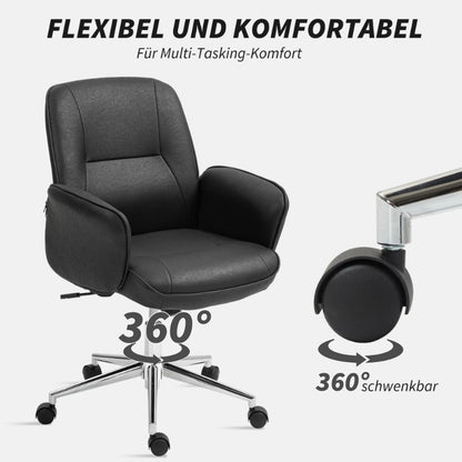 Bureaustoel – Kantoorstoel – Draaistoel – Bureaustoelen – Stoel – Verstelbare Hoogte – Kantelfunctie – Microvezel – Zwart – Tot 120 kg