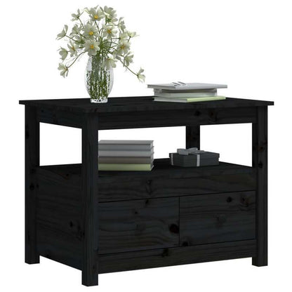 Coffee table 71x49x55cm solid pinewood black Removable, suitable for indoor use and suitable for all seasons, Living Room Furniture, Seasonal Furniture, Stylish Decor, Contemporary Furniture, Quality Craftsmanship, Pinewood W