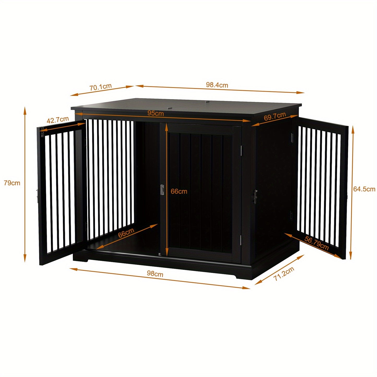 Hondenbench – Hondenkooi – Hondenhok – Dierenkooi – Benchmeubel – Groot – Met Kussen – Stevig Metalen Frame – Dubbele Deuren