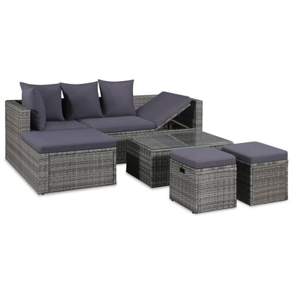 Loungeset – Tuinmeubelset – Loungeset Balkon – Loungeset Hoekbank – Loungeset Poly Rattan – Bruin – Weerbestendig PE Rattan – Uitneembare Wasbare Kussenhoezen