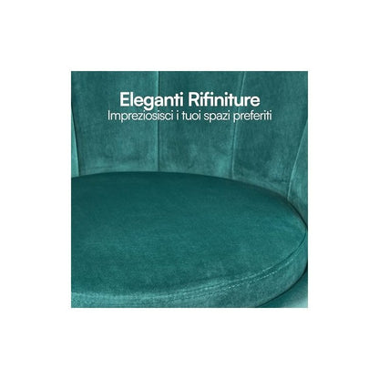 Fauteuil – Loungefauteuil – Relaxstoel – Stoel – Velvet Fauteuil Petrolgroen – Gouden Metalen Poten – Zachte Foamvulling – 69x71x84 cm Compact