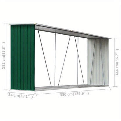Houtopslag – Brandhoutrek – Houtberging – Haardhoutrek – Houtrek – Gegalvaniseerd Staal – Groot 330x84x152 cm – Weerbestendig Met Verhoogde Vloer