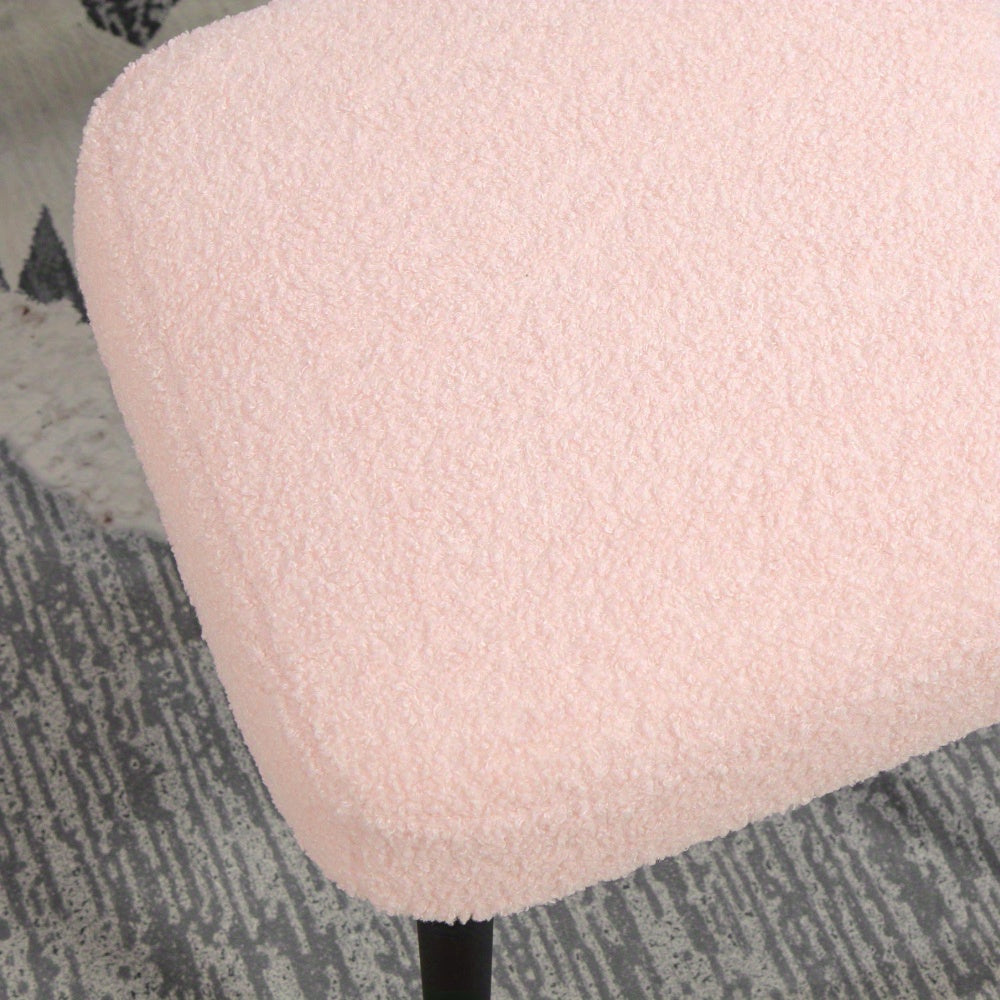 Voetenbank – Voetensteun – Poef – Krukje – Hocker – Roze Vierkant – Cashmere Look – Metalen Poten – Max 120 kg